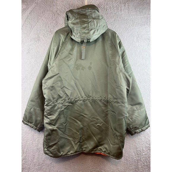 Vintage N3-B Army Green Hooded Fur Trim Hooded Puffer Jacket Coat Mens Sz 44 - Picture 2 of 16